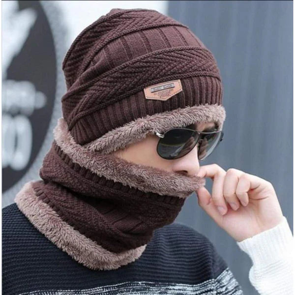 Beanie Cap Neck Warmer Beanie Full Set-2 Piece